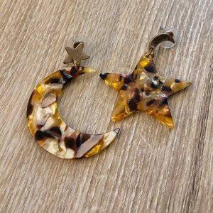 Moon + Star Multicolor Acrylic Earrings
